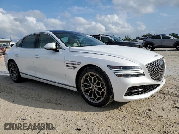 2023 Genesis G80 2.5T with VIN KMTGB4SC8PU146268, listed as a Copart auction lot 73759644 with 6,070 mi miles and Salvage Title. Bid and sale history available at carsss.com. Image 4.