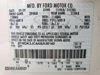 2010 Ford Edge SEL with VIN 2FMDK3JC4ABA38140, listed as a Copart auction lot 55324735 with 84,097 mi miles and Clean Title. Bid and sale history available at carsss.com. Image 13.