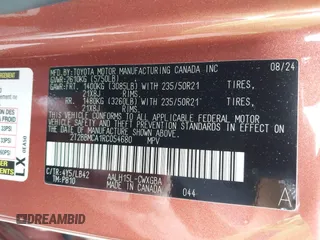 2024 Lexus RX 350h with VIN 2T2BBMCA1RC054680, listed as a IAAI auction lot 42157910 with 5,392 mi miles and . Bid and sale history available at DreamBid. Image 9.