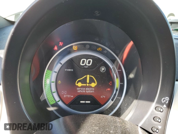 2014 FIAT 500e with VIN 3C3CFFGE9ET172865, listed as a Copart auction lot 76743054 with 87,791 mi miles and Salvage Title. Bid and sale history available at carsss.com. Image 9.