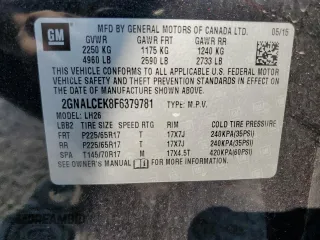 2015 Chevrolet Equinox LT with VIN 2GNALCEK8F6379781, listed as a Copart auction lot 64223414 with 163,728 mi miles and Salvage Title. Bid and sale history available at carsss.com. Image 13.