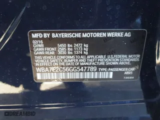 2016 BMW 7 Series 740i with VIN WBA7E2C56GG547789, listed as a IAAI auction lot 41296777 with 86,971 mi miles. Bid and sale history available at carsss.com. Image 9.