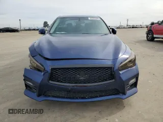 2016 Infiniti Q50 Red Sport 400 with VIN JN1FV7APXGM420158, listed as a Copart auction lot 43395405 with 114,943 mi miles and Salvage title. Bid and sale history available at DreamBid. Image 5.