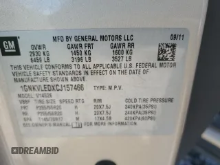2012 Chevrolet Traverse LTZ z VIN 1GNKVLEDXCJ157466, wystawiony jako Copart lot #56336585 z przebiegiem 207 105 mil mil oraz Szkoda całkowita • Salvage title. Historia ofert i sprzedaży dostępna na DreamBid. Obrazek 14.