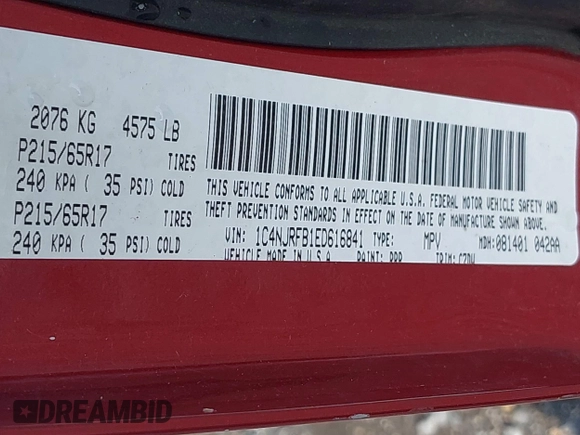2014 Jeep Patriot Latitude с VIN 1C4NJRFB1ED616841, выставлен на аукционе IAAI как лот 42746590 с пробегом 123 309 миль миль и . История ставок и продаж доступна на DreamBid. Изображение 9.