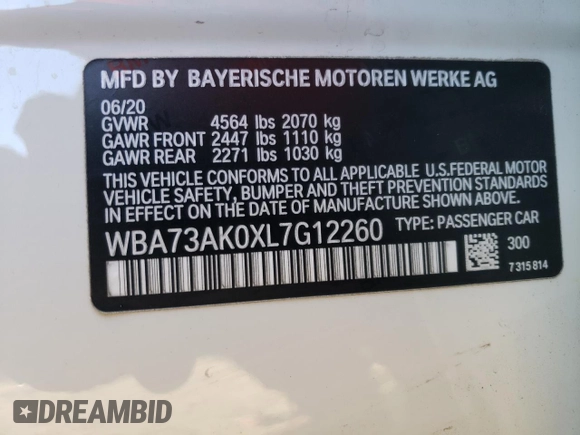 2020 BMW 2 Series 228i xDrive with VIN WBA73AK0XL7G12260, listed as a Copart auction lot 42138144 with 25,427 mi miles. Bid and sale history available at carsss.com. Image 13.