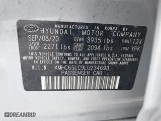 2020 Hyundai Ioniq Hybrid Blue with VIN KMHC65LC9LU234693, listed as a IAAI auction lot 41354279 with 69,543 mi miles. Bid and sale history available at carsss.com. Image 9.