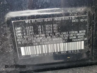 2012 Subaru Legacy Premium с VIN 4S3BMBC63C3026961, выставлен на аукционе Copart как лот 60106395 с пробегом 154 634 миль миль и Списание • Salvage title. История ставок и продаж доступна на DreamBid. Изображение 12.