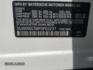 2015 BMW X5 xDrive35i z VIN 5UXKR0C58F0P03231, wystawiony jako Copart lot #60964305 z przebiegiem 71 419 mil mil oraz Szkoda całkowita • Salvage title. Historia ofert i sprzedaży dostępna na DreamBid. Obrazek 14.