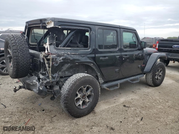 2019 Jeep Wrangler Unlimited Rubicon with VIN 1C4HJXFN6KW665805, listed as a Copart auction lot 45424005 with 141,007 mi miles and Salvage Title. Bid and sale history available at carsss.com. Image 3.