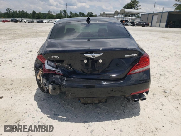 2021 Genesis G70 2.0T with VIN KMTG34LA7MU070211, listed as a Copart auction lot 59613564 with 18,062 mi miles and Salvage Title. Bid and sale history available at carsss.com. Image 6.