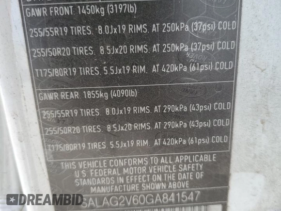 2016 Land Rover LR4 HSE with VIN SALAG2V60GA841547, listed as a Copart auction lot 53503315 with Not Provided miles and Clean Title. Bid and sale history available at DreamBid. Image 13.