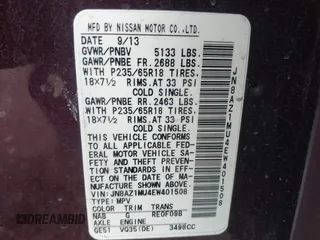 2014 Nissan Murano SL with VIN JN8AZ1MU4EW401508, listed as a IAAI auction lot 41969431 with 109,006 mi miles and . Bid and sale history available at carsss.com. Image 9.