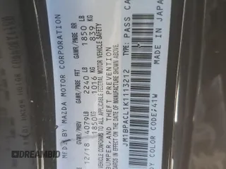 2019 Mazda 3 w/Select with VIN JM1BPACL1K1113212, listed as a Copart auction lot 46550665 with 33,092 mi miles and Salvage Title. Bid and sale history available at carsss.com. Image 14.