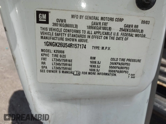 2004 Chevrolet Suburban LT with VIN 1GNGK26U54R157174, listed as a IAAI auction lot 41777576 with 233,991 mi miles. Bid and sale history available at carsss.com. Image 9.