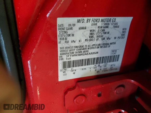 2010 Ford F-350 XL with VIN 1FTWW3BR2AEA52028, listed as a Copart auction lot 44630405 with 172,202 mi miles and Non repairable. Bid and sale history available at DreamBid. Image 12.