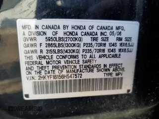 2006 Honda Pilot LX with VIN 2HKYF18156H547572, listed as a Copart auction lot 48314385 with 167,943 mi miles and Clean Title. Bid and sale history available at carsss.com. Image 15.