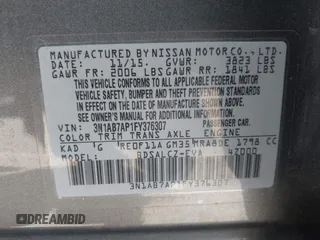 2015 Nissan Sentra S with VIN 3N1AB7AP1FY376307, listed as a IAAI auction lot 41986455 with 81,479 mi miles. Bid and sale history available at carsss.com. Image 9.