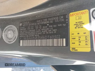 2006 BMW 7 Series 750Li with VIN WBAHN83546DT60302, listed as a IAAI auction lot 41980755 with 109,552 mi miles and . Bid and sale history available at DreamBid. Image 9.