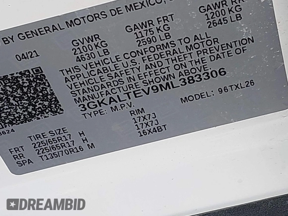 2021 GMC Terrain SLE with VIN 3GKALTEV9ML383306, listed as a IAAI auction lot 41822933 with 28,979 mi miles and . Bid and sale history available at carsss.com. Image 9.