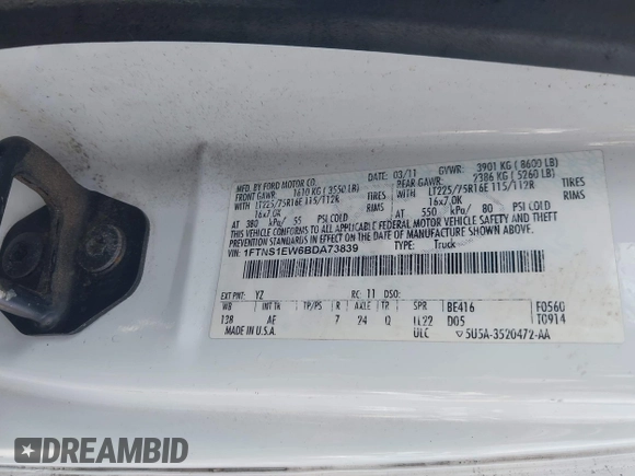 2011 Ford Econoline Cargo Commercial with VIN 1FTNS1EW6BDA73839, listed as a IAAI auction lot 42129534 with 407,047 mi miles. Bid and sale history available at carsss.com. Image 9.