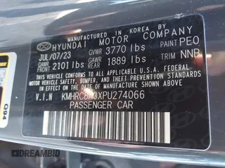 2023 Hyundai Venue Limited with VIN KMHRC8A3XPU274066, listed as a IAAI auction lot 40841715 with 23,989 mi miles and . Bid and sale history available at DreamBid. Image 9.