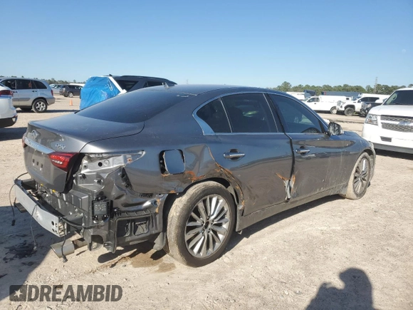 2021 Infiniti Q50 Luxe with VIN JN1EV7BP9MM702524, listed as a Copart auction lot 48579785 with 28,627 mi miles and Salvage title. Bid and sale history available at DreamBid. Image 3.