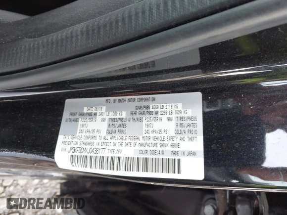 2018 Mazda CX-5 Touring with VIN JM3KFBCMXJ0438177, listed as a IAAI auction lot 42152275 with 65,434 mi miles and . Bid and sale history available at carsss.com. Image 9.