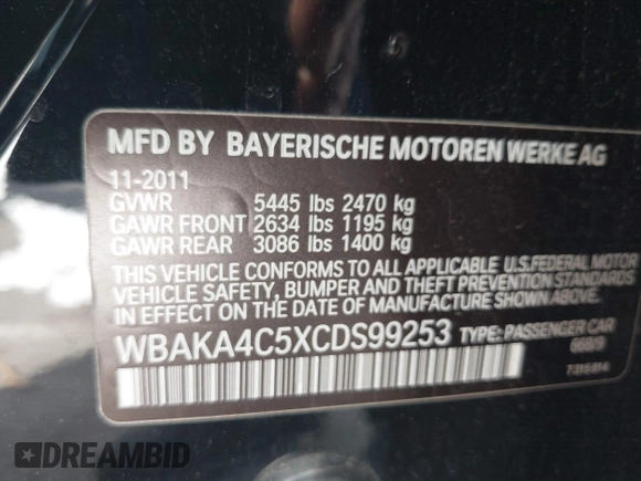 2012 BMW 7 Series 740i with VIN WBAKA4C5XCDS99253, listed as a IAAI auction lot 41710171 with 176,907 mi miles. Bid and sale history available at carsss.com. Image 9.