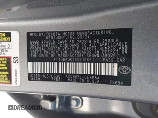 2025 Toyota Camry LE с VIN 4T1DBADK2SU510631, выставлен на аукционе IAAI как лот 41969244 с пробегом 10 039 миль миль и . История ставок и продаж доступна на DreamBid. Изображение 9.