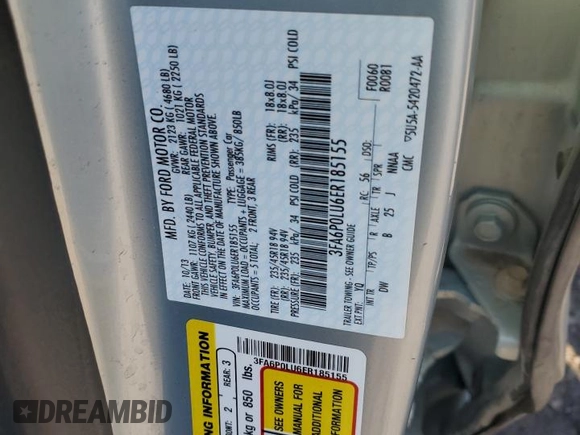 2014 Ford Fusion SE Hybrid with VIN 3FA6P0LU6ER185155, listed as a Copart auction lot 47108025 with 73,616 mi miles and Salvage title. Bid and sale history available at DreamBid. Image 14.