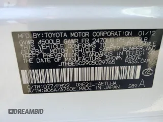 2012 Lexus IS 350 with VIN JTHBE5C29C5029765, listed as a Copart auction lot 41739515 with 135,099 mi miles and Salvage title. Bid and sale history available at DreamBid. Image 12.