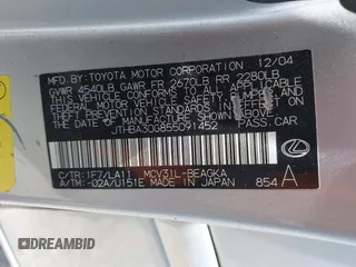 2005 Lexus ES 350 с VIN JTHBA30G855091452, выставлен на аукционе IAAI как лот 42319400 с пробегом 150 035 миль миль и . История ставок и продаж доступна на DreamBid. Изображение 9.