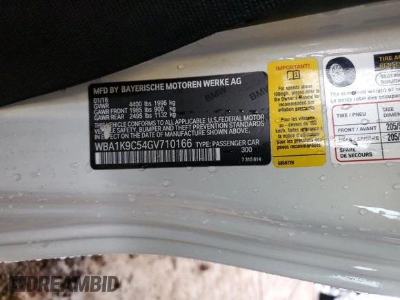 2016 BMW 2 Series 228i with VIN WBA1K9C54GV710166, listed as a Copart auction lot 48294275 with 0 mi miles and Salvage Title. Bid and sale history available at carsss.com. Image 12.
