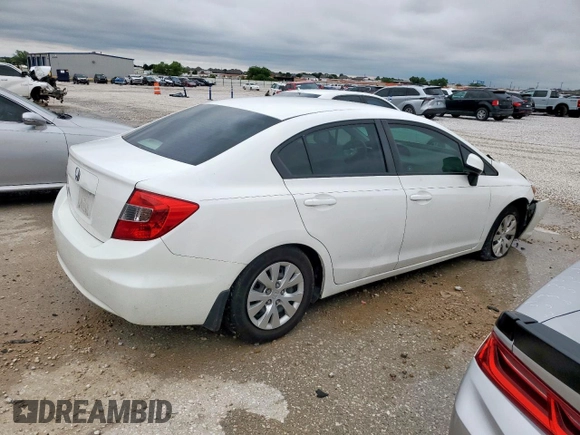 2012 Honda Civic LX z VIN 2HGFB2F50CH607469, wystawiony jako Copart lot #55878635 z przebiegiem 86 975 mil mil oraz Szkoda całkowita • Salvage title. Historia ofert i sprzedaży dostępna na DreamBid. Obrazek 3.