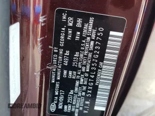 2018 Kia Optima LX with VIN 5XXGT4L35JG237750, listed as a Copart auction lot 52596245 with 89,892 mi miles and Salvage title. Bid and sale history available at DreamBid. Image 12.