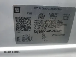 2020 Chevrolet Traverse Premier with VIN 1GNERKKW9LJ115307, listed as a Copart auction lot 55606225 with 70,847 mi miles and Salvage title. Bid and sale history available at DreamBid. Image 14.