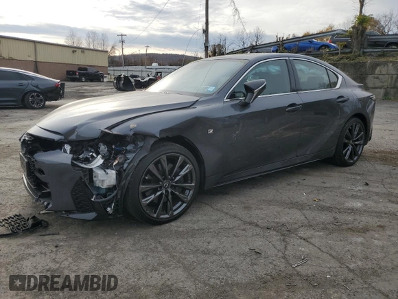 2023 Lexus IS with VIN JTHGZ1E21P5030592, listed as a Copart auction lot 77916334 with 18,957 mi miles and Salvage Title. Bid and sale history available at carsss.com. Image 1.