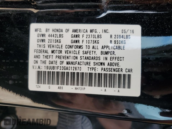 2016 Acura TLX z VIN 19UUB1F33GA012670, wystawiony jako Copart lot #52210685 z przebiegiem 125 467 mil mil oraz Czysty tytuł • Clean title. Historia ofert i sprzedaży dostępna na DreamBid. Obrazek 12.