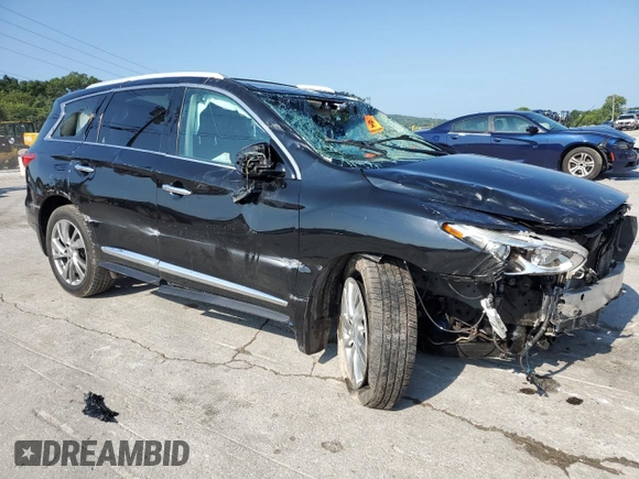 2013 Infiniti JX35 with VIN 5N1AL0MNXDC328902, listed as a Copart auction lot 65277594 with 144,842 mi miles and Salvage Title. Bid and sale history available at carsss.com. Image 4.
