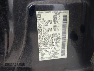 2007 Nissan Xterra X z VIN 5N1AN08U97C546202, wystawiony jako IAAI lot #41591152 z przebiegiem 148 367 mil mil oraz . Historia ofert i sprzedaży dostępna na DreamBid. Obrazek 9.