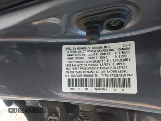 2017 Honda Civic Sedan EX with VIN 2HGFC2F76HH509729, listed as a IAAI auction lot 41773279 with 77,696 mi miles. Bid and sale history available at carsss.com. Image 9.