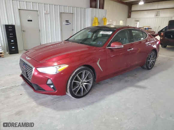 2019 Genesis G70 2.0T Advanced with VIN KMTG44LA2KU019189, listed as a Copart auction lot 45995225 with 22,401 mi miles and Salvage Title. Bid and sale history available at carsss.com. Image 1.