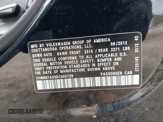 2013 Volkswagen Passat SE with VIN 1VWBH7A33DC000739, listed as a IAAI auction lot 42348369 with 154,793 mi miles and . Bid and sale history available at DreamBid. Image 9.