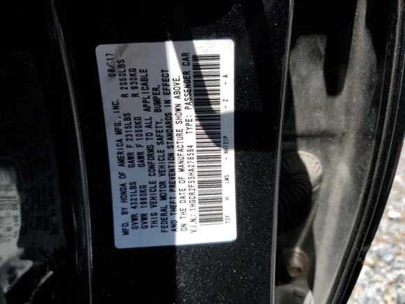 2017 Honda Accord Sedan Sport with VIN 1HGCR2F55HA278594, listed as a Copart auction lot 53031695 with 141,022 mi miles and Salvage Title. Bid and sale history available at carsss.com. Image 12.