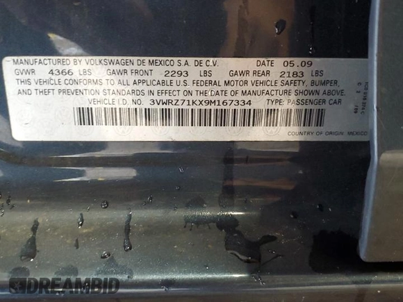 2009 Volkswagen Jetta SE z VIN 3VWRZ71KX9M167334, wystawiony jako Copart lot #63056825 z przebiegiem 187 466 mil mil oraz Szkoda całkowita • Salvage title. Historia ofert i sprzedaży dostępna na DreamBid. Obrazek 12.