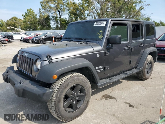 2018 Jeep Wrangler JK Unlimited Sport S with VIN 1C4BJWDG8JL844366, listed as a Copart auction lot 70589544 with 31,350 mi miles and Salvage Title. Bid and sale history available at carsss.com. Image 1.