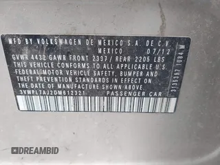 2013 Volkswagen Jetta TDI w/Sunroof & Nav with VIN 3VWPL7AJ2DM612321, listed as a IAAI auction lot 41940023 with 145,828 mi miles and . Bid and sale history available at DreamBid. Image 9.