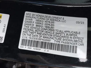 2023 Acura Integra w/A-Spec Package with VIN 19UDE4H35PA026687, listed as a IAAI auction lot 41549935 with 27,834 mi miles and . Bid and sale history available at DreamBid. Image 9.