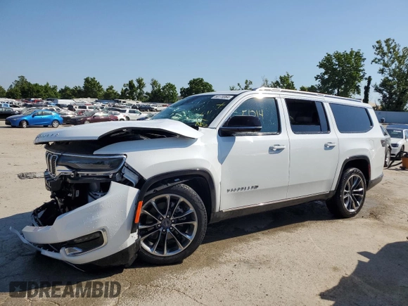 2023 Jeep Wagoneer Series III with VIN 1C4SJSDP3PS573384, listed as a Copart auction lot 58173364 with 5,014 mi miles and Salvage title. Bid and sale history available at DreamBid. Image 1.